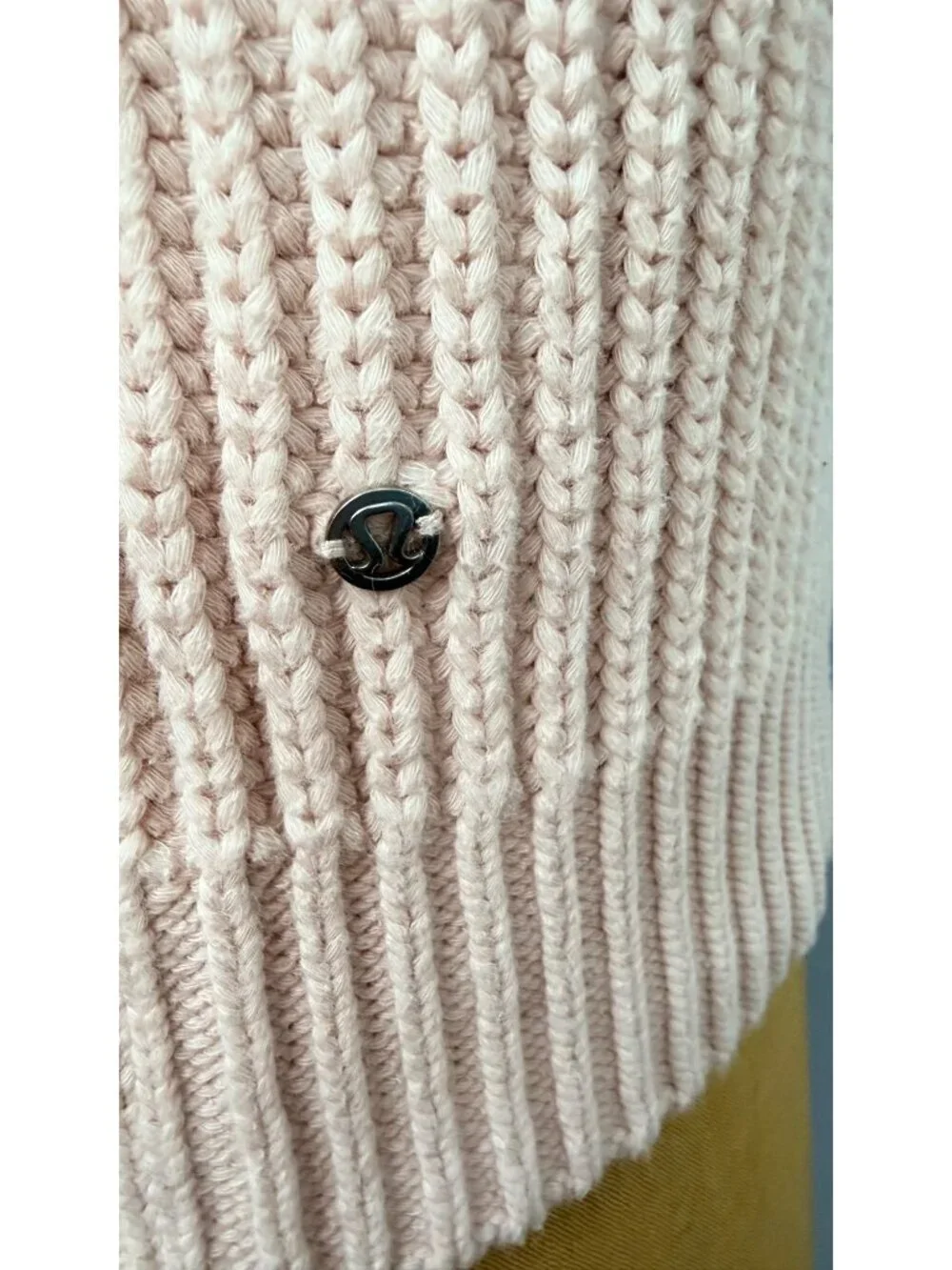 Lululemon Bring The Cozy Turtleneck Sweater Size 10 Pink Cable Knit Cotton Blend